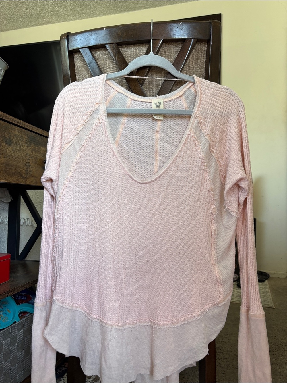 Free people light pink thermal top size small.
